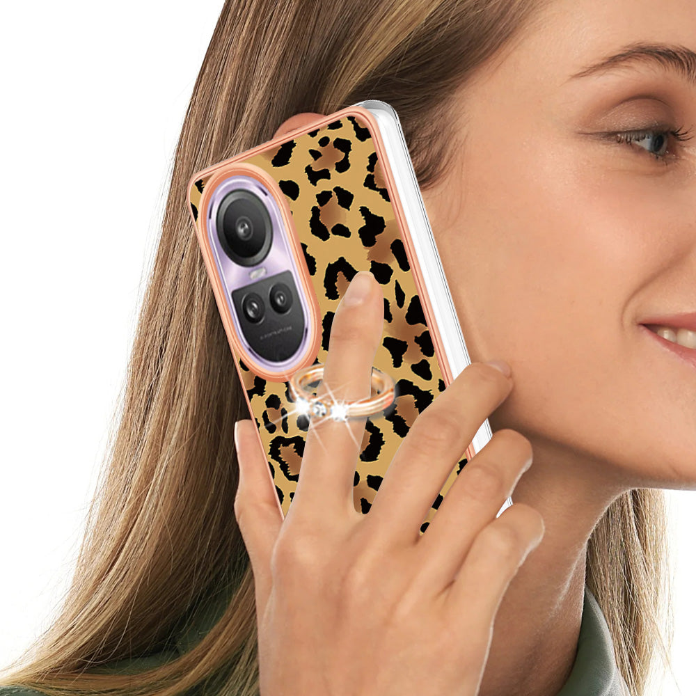 YB IMD Series-20 Style D for Oppo Reno10 Pro 5G (Global) 2.0mm TPU Case IMD Pattern Electroplating Phone Kickstand Cover