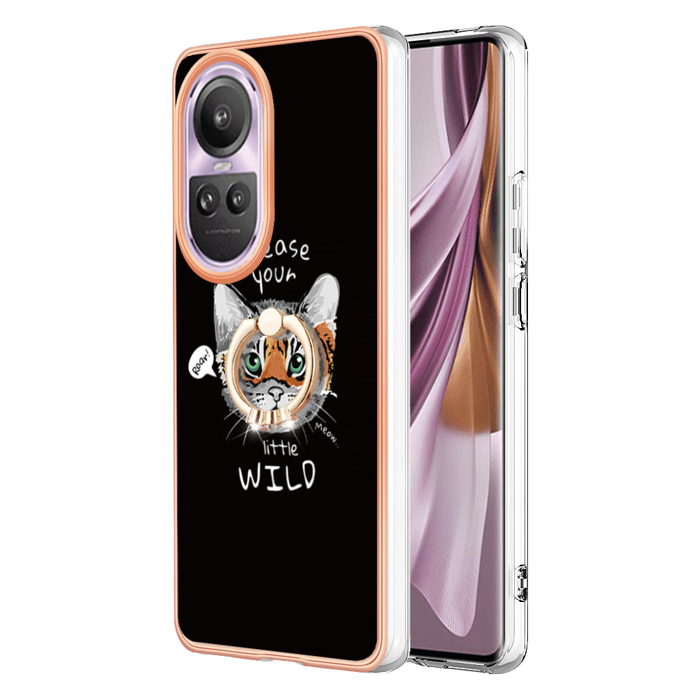 YB IMD Series-20 Style D for Oppo Reno10 Pro 5G (Global) 2.0mm TPU Case IMD Pattern Electroplating Phone Kickstand Cover