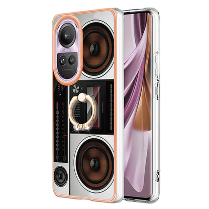 YB IMD Series-20 Style D for Oppo Reno10 Pro 5G (Global) 2.0mm TPU Case IMD Pattern Electroplating Phone Kickstand Cover
