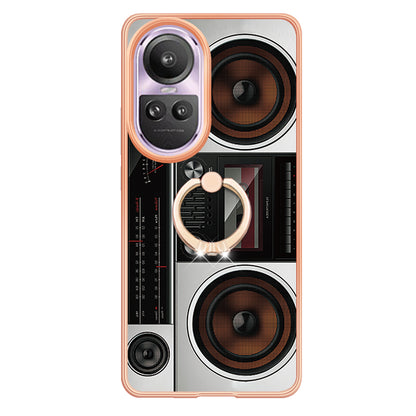 YB IMD Series-20 Style D for Oppo Reno10 Pro 5G (Global) 2.0mm TPU Case IMD Pattern Electroplating Phone Kickstand Cover