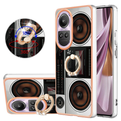 YB IMD Series-20 Style D for Oppo Reno10 Pro 5G (Global) 2.0mm TPU Case IMD Pattern Electroplating Phone Kickstand Cover