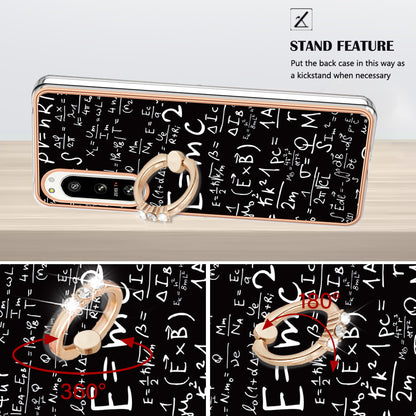 YB IMD Series-20 Style D Kickstand Phone Cover for Sony Xperia 5 IV 5G 2.0mm IMD Pattern Electroplating TPU Cover