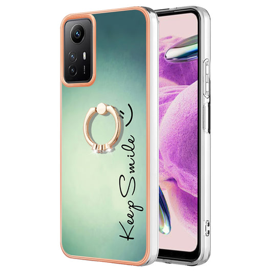 YB IMD Series-20 Style D for Xiaomi Redmi Note 12S 4G Kickstand TPU Case 2.0mm IMD Pattern Electroplating Phone Cover