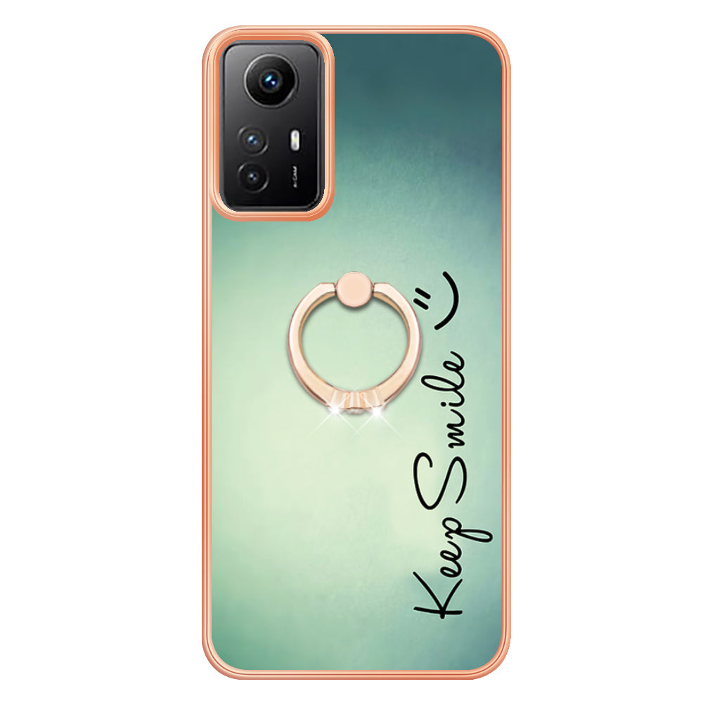 YB IMD Series-20 Style D for Xiaomi Redmi Note 12S 4G Kickstand TPU Case 2.0mm IMD Pattern Electroplating Phone Cover