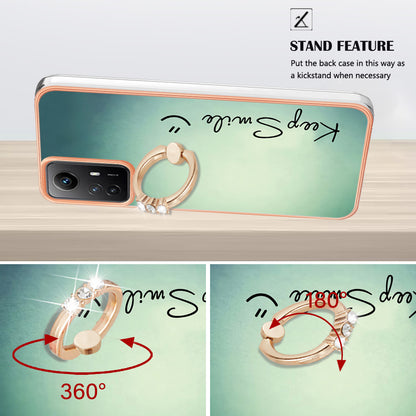 YB IMD Series-20 Style D for Xiaomi Redmi Note 12S 4G Kickstand TPU Case 2.0mm IMD Pattern Electroplating Phone Cover