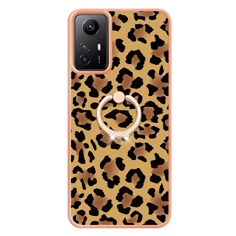 YB IMD Series-20 Style D for Xiaomi Redmi Note 12S 4G Kickstand TPU Case 2.0mm IMD Pattern Electroplating Phone Cover