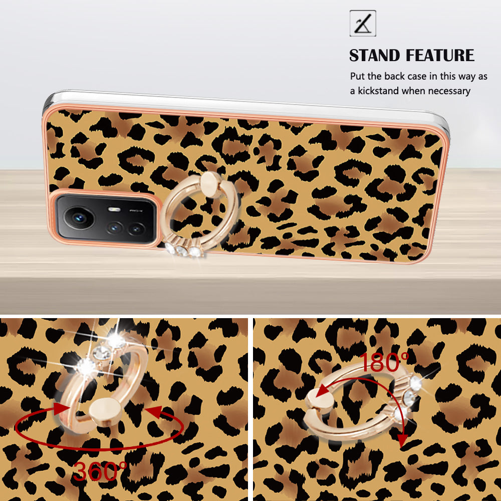 YB IMD Series-20 Style D for Xiaomi Redmi Note 12S 4G Kickstand TPU Case 2.0mm IMD Pattern Electroplating Phone Cover