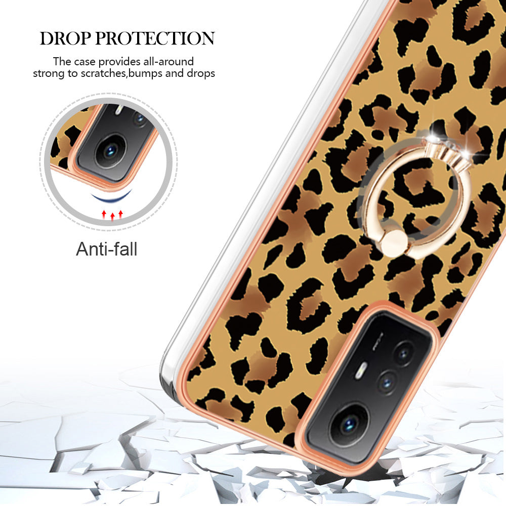 YB IMD Series-20 Style D for Xiaomi Redmi Note 12S 4G Kickstand TPU Case 2.0mm IMD Pattern Electroplating Phone Cover