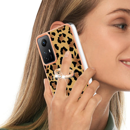 YB IMD Series-20 Style D for Xiaomi Redmi Note 12S 4G Kickstand TPU Case 2.0mm IMD Pattern Electroplating Phone Cover