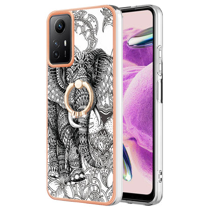 YB IMD Series-20 Style D for Xiaomi Redmi Note 12S 4G Kickstand TPU Case 2.0mm IMD Pattern Electroplating Phone Cover