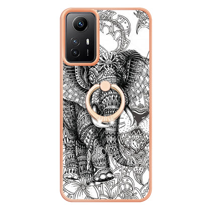 YB IMD Series-20 Style D for Xiaomi Redmi Note 12S 4G Kickstand TPU Case 2.0mm IMD Pattern Electroplating Phone Cover