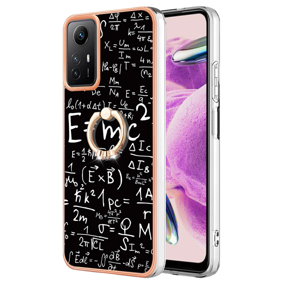 YB IMD Series-20 Style D for Xiaomi Redmi Note 12S 4G Kickstand TPU Case 2.0mm IMD Pattern Electroplating Phone Cover