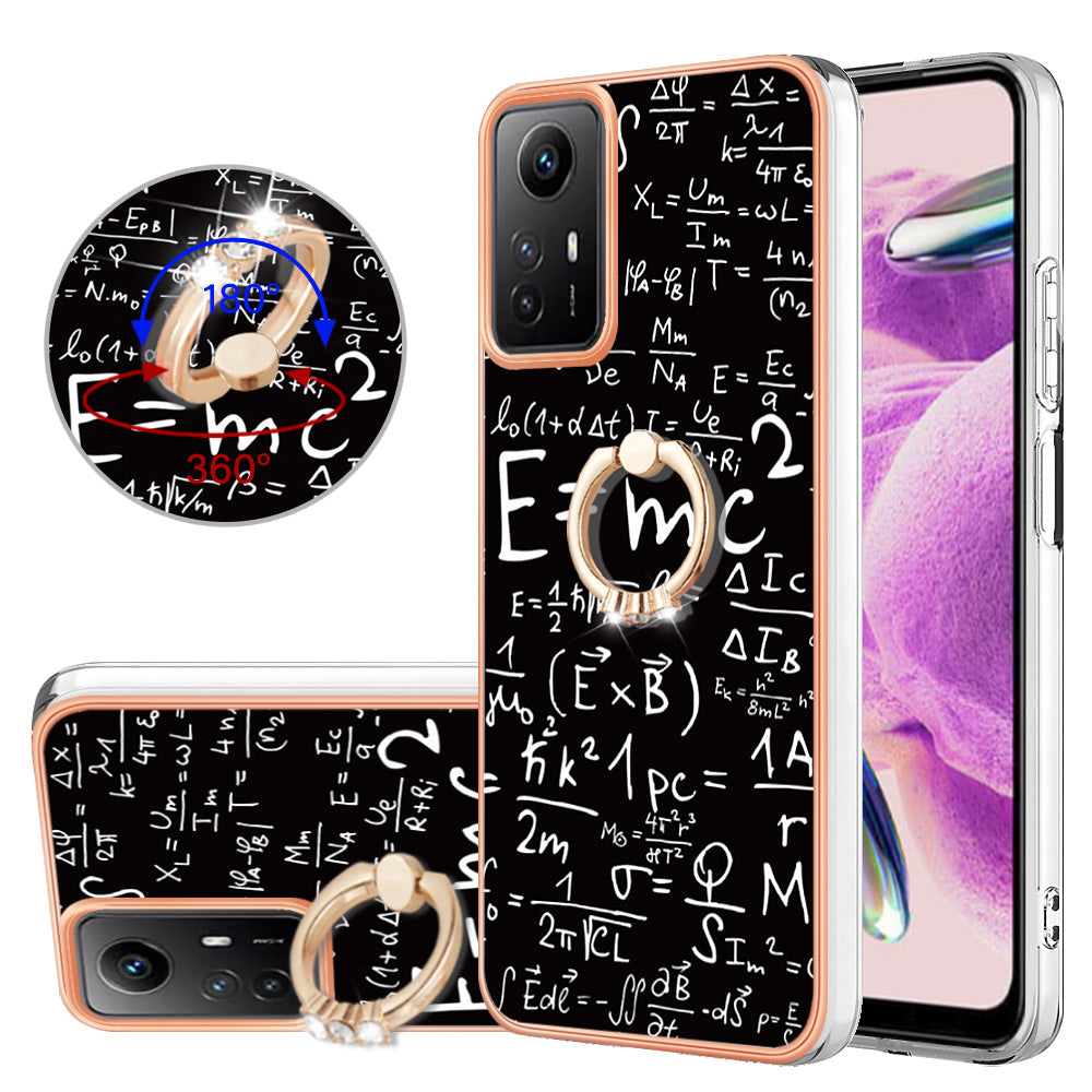 YB IMD Series-20 Style D for Xiaomi Redmi Note 12S 4G Kickstand TPU Case 2.0mm IMD Pattern Electroplating Phone Cover