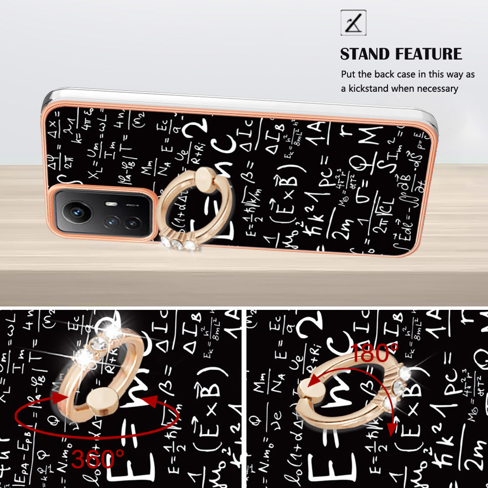 YB IMD Series-20 Style D for Xiaomi Redmi Note 12S 4G Kickstand TPU Case 2.0mm IMD Pattern Electroplating Phone Cover