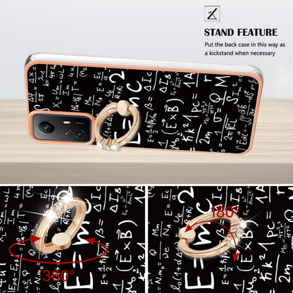 YB IMD Series-20 Style D for Xiaomi Redmi Note 12S 4G Kickstand TPU Case 2.0mm IMD Pattern Electroplating Phone Cover