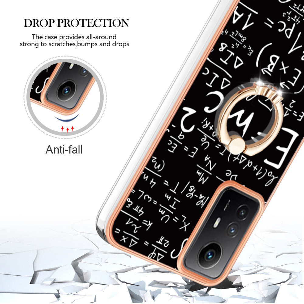YB IMD Series-20 Style D for Xiaomi Redmi Note 12S 4G Kickstand TPU Case 2.0mm IMD Pattern Electroplating Phone Cover