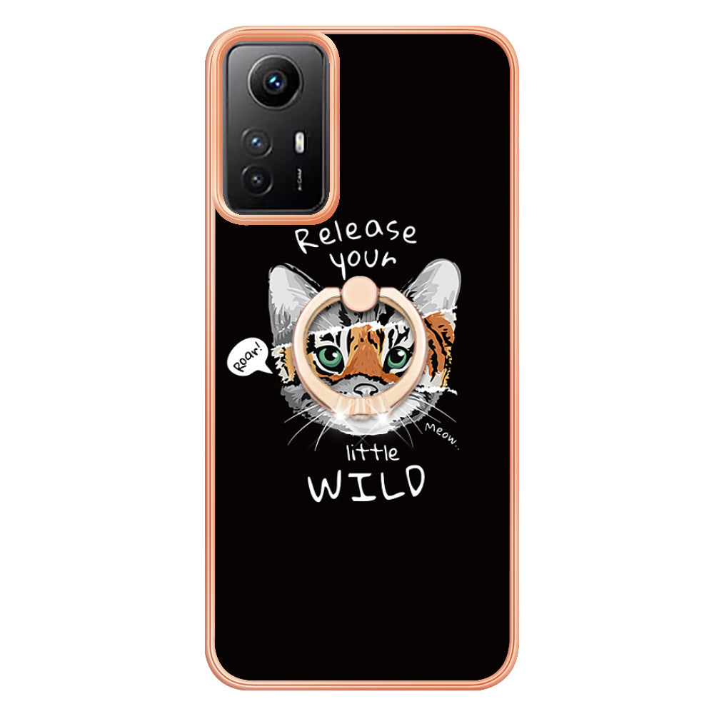 YB IMD Series-20 Style D for Xiaomi Redmi Note 12S 4G Kickstand TPU Case 2.0mm IMD Pattern Electroplating Phone Cover