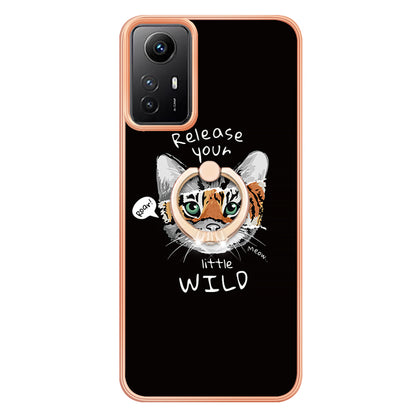 YB IMD Series-20 Style D for Xiaomi Redmi Note 12S 4G Kickstand TPU Case 2.0mm IMD Pattern Electroplating Phone Cover