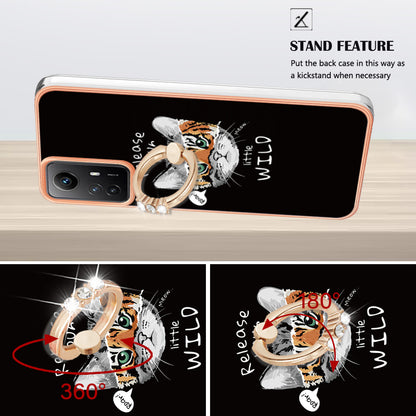 YB IMD Series-20 Style D for Xiaomi Redmi Note 12S 4G Kickstand TPU Case 2.0mm IMD Pattern Electroplating Phone Cover