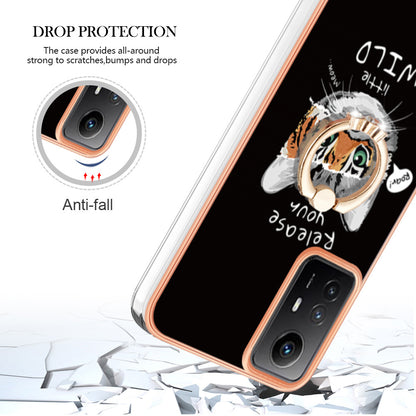 YB IMD Series-20 Style D for Xiaomi Redmi Note 12S 4G Kickstand TPU Case 2.0mm IMD Pattern Electroplating Phone Cover
