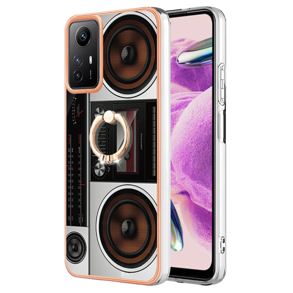 YB IMD Series-20 Style D for Xiaomi Redmi Note 12S 4G Kickstand TPU Case 2.0mm IMD Pattern Electroplating Phone Cover