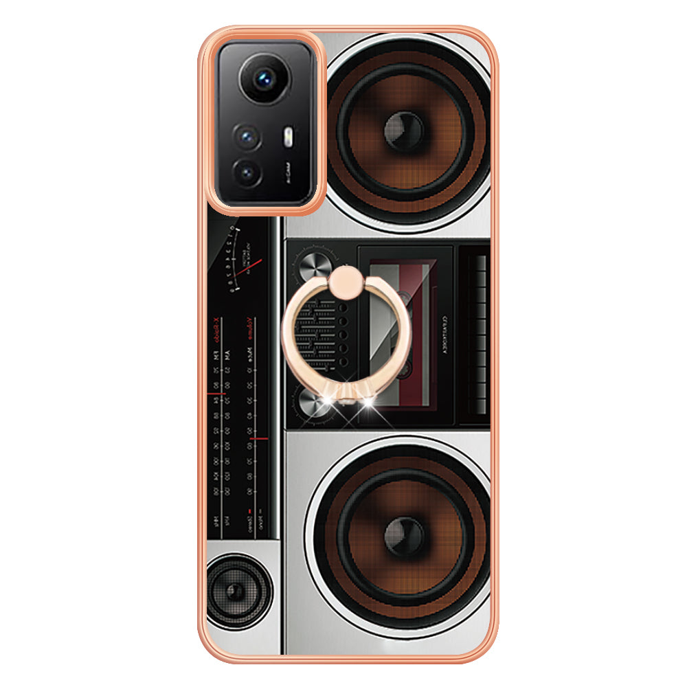 YB IMD Series-20 Style D for Xiaomi Redmi Note 12S 4G Kickstand TPU Case 2.0mm IMD Pattern Electroplating Phone Cover