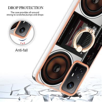 YB IMD Series-20 Style D for Xiaomi Redmi Note 12S 4G Kickstand TPU Case 2.0mm IMD Pattern Electroplating Phone Cover