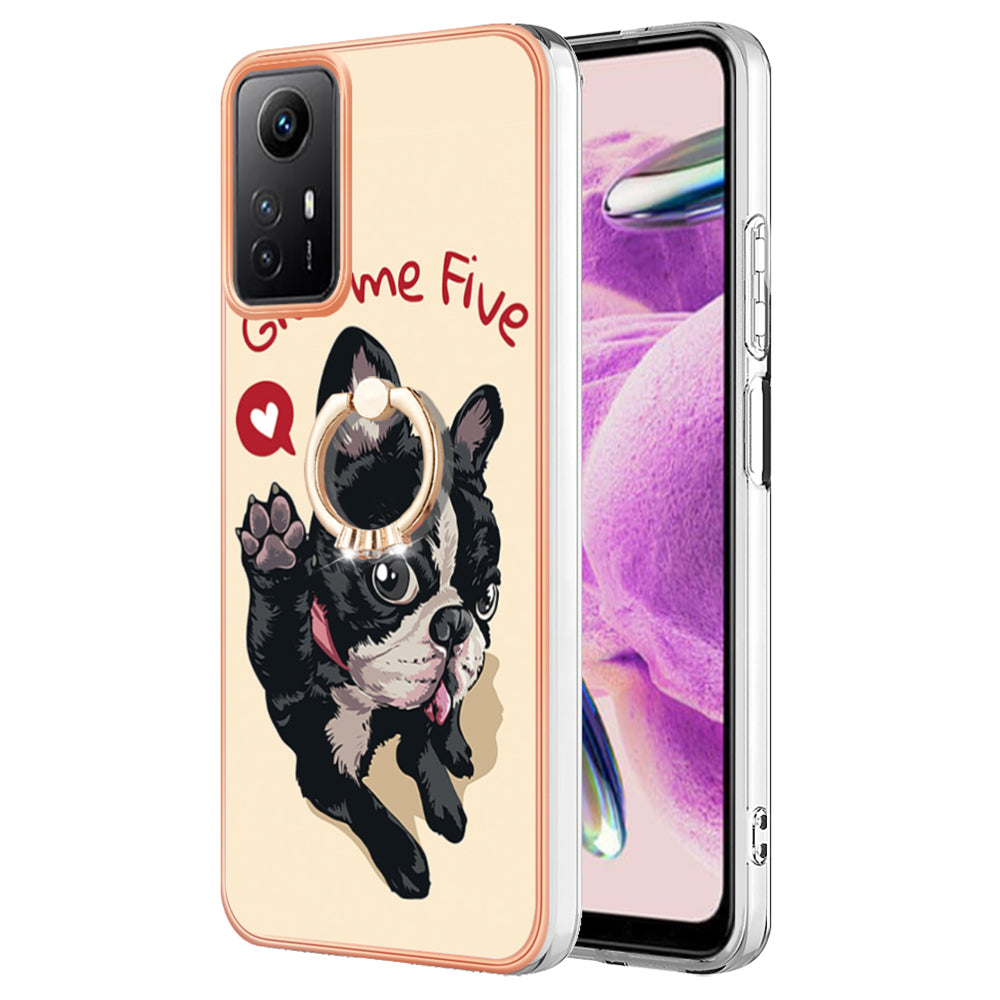 YB IMD Series-20 Style D for Xiaomi Redmi Note 12S 4G Kickstand TPU Case 2.0mm IMD Pattern Electroplating Phone Cover