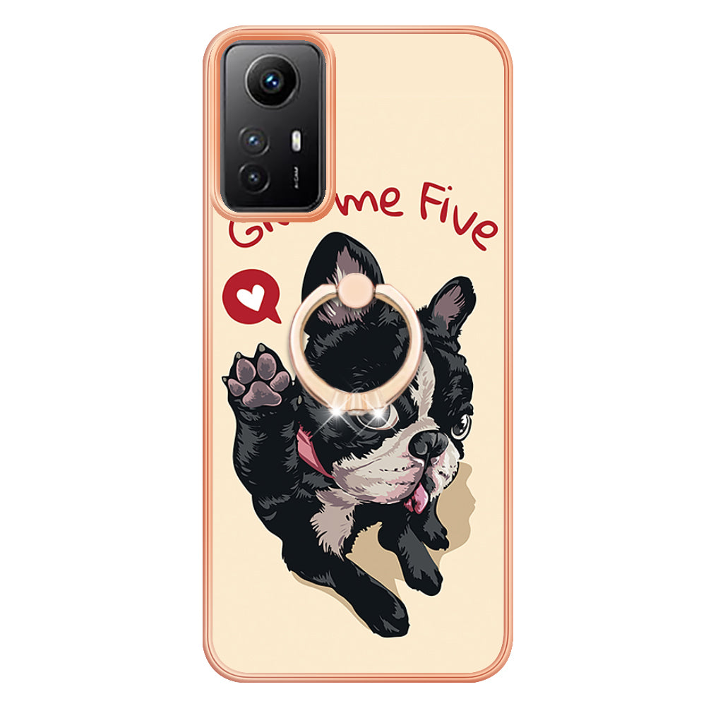 YB IMD Series-20 Style D for Xiaomi Redmi Note 12S 4G Kickstand TPU Case 2.0mm IMD Pattern Electroplating Phone Cover