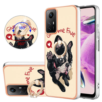 YB IMD Series-20 Style D for Xiaomi Redmi Note 12S 4G Kickstand TPU Case 2.0mm IMD Pattern Electroplating Phone Cover