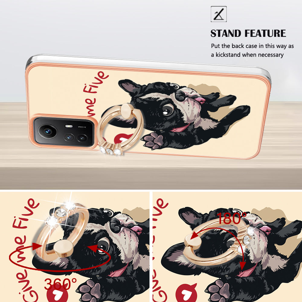 YB IMD Series-20 Style D for Xiaomi Redmi Note 12S 4G Kickstand TPU Case 2.0mm IMD Pattern Electroplating Phone Cover