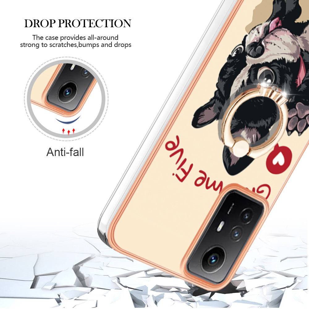 YB IMD Series-20 Style D for Xiaomi Redmi Note 12S 4G Kickstand TPU Case 2.0mm IMD Pattern Electroplating Phone Cover