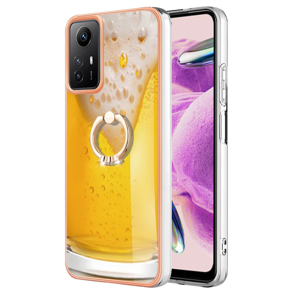 YB IMD Series-20 Style D for Xiaomi Redmi Note 12S 4G Kickstand TPU Case 2.0mm IMD Pattern Electroplating Phone Cover