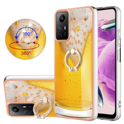 YB IMD Series-20 Style D for Xiaomi Redmi Note 12S 4G Kickstand TPU Case 2.0mm IMD Pattern Electroplating Phone Cover