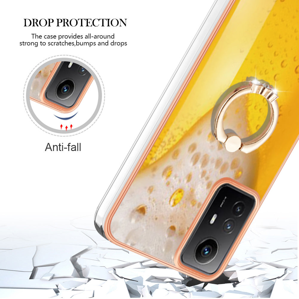 YB IMD Series-20 Style D for Xiaomi Redmi Note 12S 4G Kickstand TPU Case 2.0mm IMD Pattern Electroplating Phone Cover