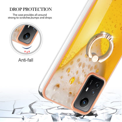 YB IMD Series-20 Style D for Xiaomi Redmi Note 12S 4G Kickstand TPU Case 2.0mm IMD Pattern Electroplating Phone Cover