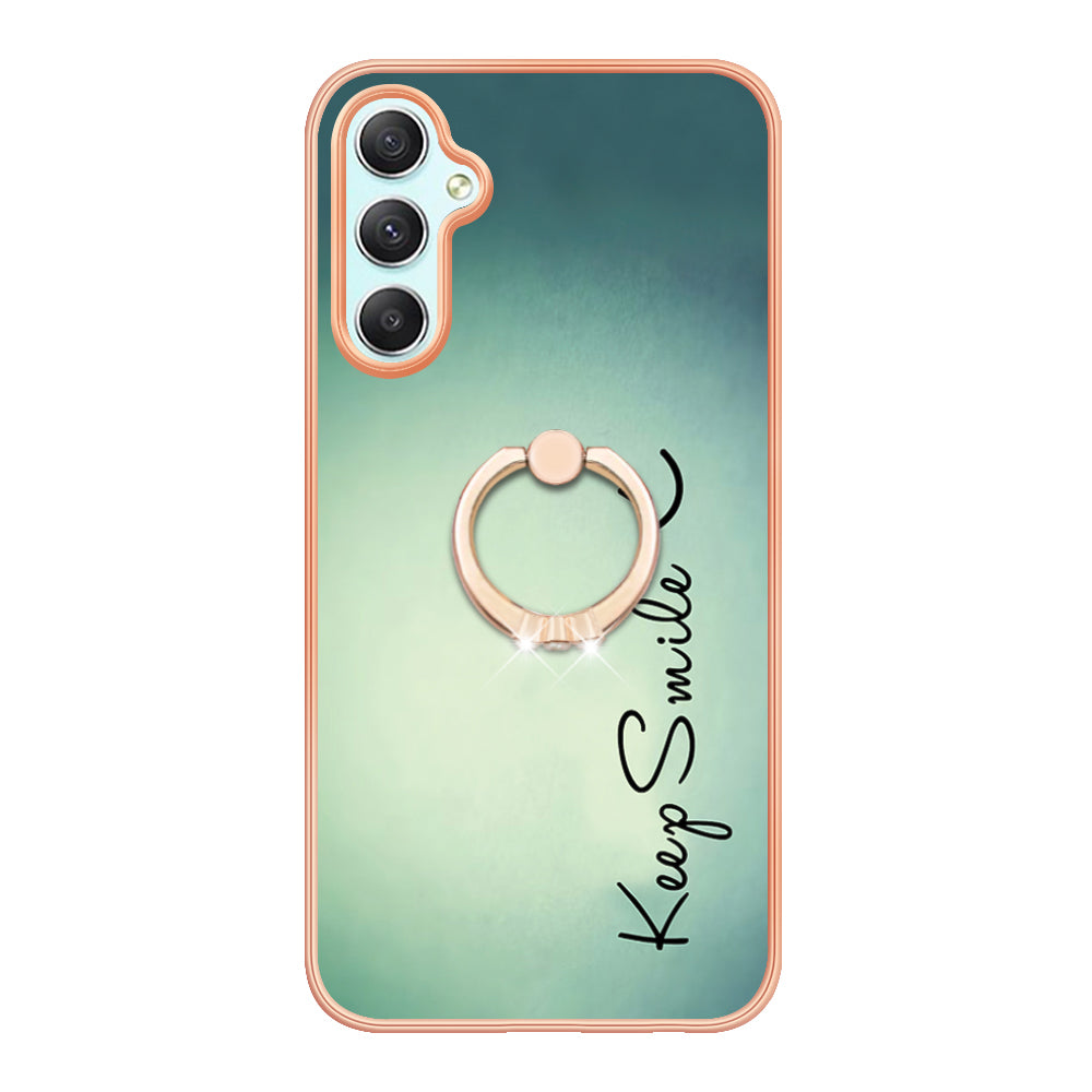 YB IMD Series-20 Style D for Samsung Galaxy A25 5G / A24 4G Kickstand Phone Case IMD Pattern Electroplating 2.0mm TPU Cover