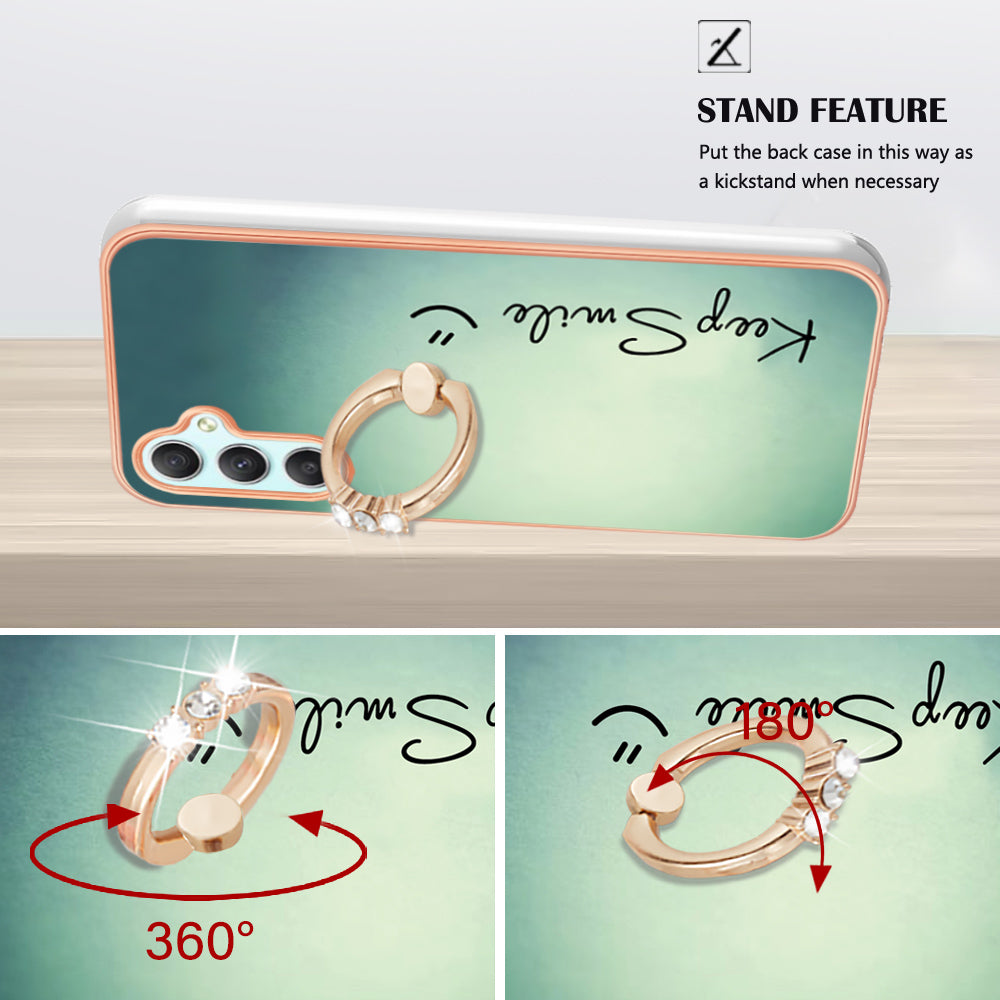 YB IMD Series-20 Style D for Samsung Galaxy A25 5G / A24 4G Kickstand Phone Case IMD Pattern Electroplating 2.0mm TPU Cover