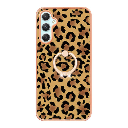 YB IMD Series-20 Style D for Samsung Galaxy A25 5G / A24 4G Kickstand Phone Case IMD Pattern Electroplating 2.0mm TPU Cover