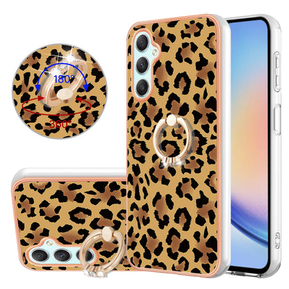 YB IMD Series-20 Style D for Samsung Galaxy A25 5G / A24 4G Kickstand Phone Case IMD Pattern Electroplating 2.0mm TPU Cover