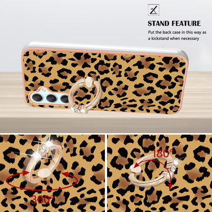 YB IMD Series-20 Style D for Samsung Galaxy A25 5G / A24 4G Kickstand Phone Case IMD Pattern Electroplating 2.0mm TPU Cover