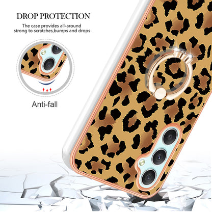 YB IMD Series-20 Style D for Samsung Galaxy A25 5G / A24 4G Kickstand Phone Case IMD Pattern Electroplating 2.0mm TPU Cover