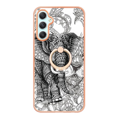 YB IMD Series-20 Style D for Samsung Galaxy A25 5G / A24 4G Kickstand Phone Case IMD Pattern Electroplating 2.0mm TPU Cover