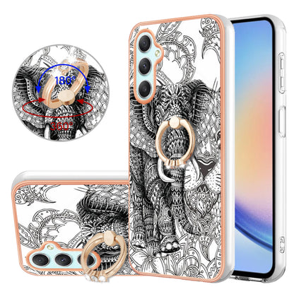 YB IMD Series-20 Style D for Samsung Galaxy A25 5G / A24 4G Kickstand Phone Case IMD Pattern Electroplating 2.0mm TPU Cover