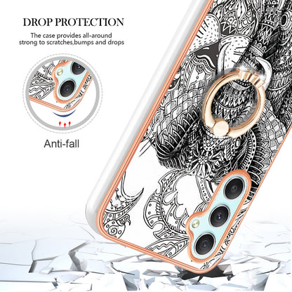 YB IMD Series-20 Style D for Samsung Galaxy A25 5G / A24 4G Kickstand Phone Case IMD Pattern Electroplating 2.0mm TPU Cover
