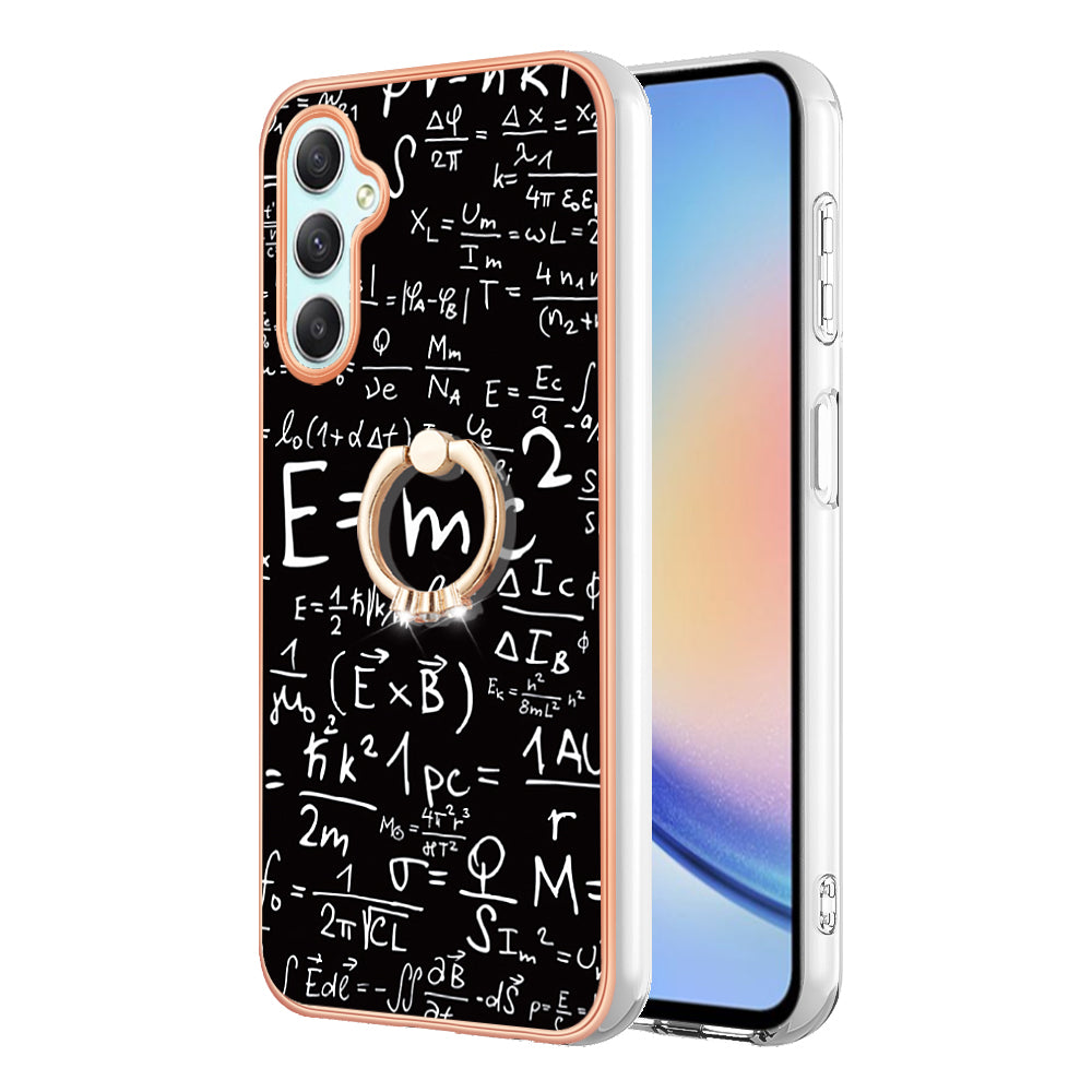 YB IMD Series-20 Style D for Samsung Galaxy A25 5G / A24 4G Kickstand Phone Case IMD Pattern Electroplating 2.0mm TPU Cover