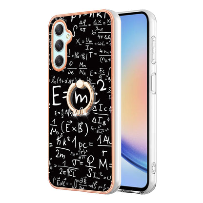 YB IMD Series-20 Style D for Samsung Galaxy A25 5G / A24 4G Kickstand Phone Case IMD Pattern Electroplating 2.0mm TPU Cover
