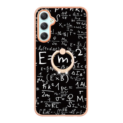 YB IMD Series-20 Style D for Samsung Galaxy A25 5G / A24 4G Kickstand Phone Case IMD Pattern Electroplating 2.0mm TPU Cover