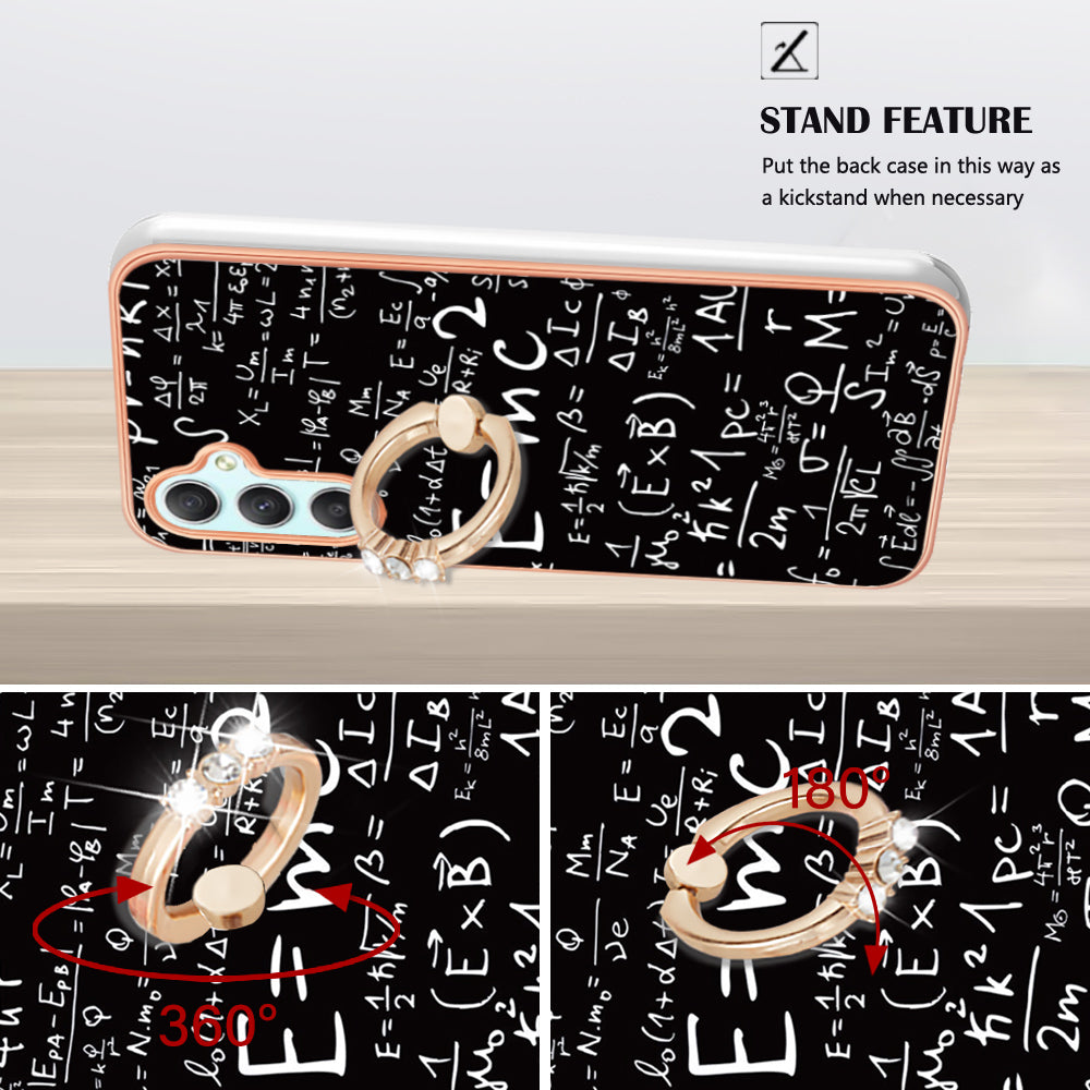 YB IMD Series-20 Style D for Samsung Galaxy A25 5G / A24 4G Kickstand Phone Case IMD Pattern Electroplating 2.0mm TPU Cover