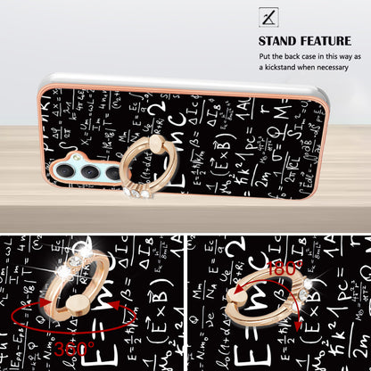 YB IMD Series-20 Style D for Samsung Galaxy A25 5G / A24 4G Kickstand Phone Case IMD Pattern Electroplating 2.0mm TPU Cover